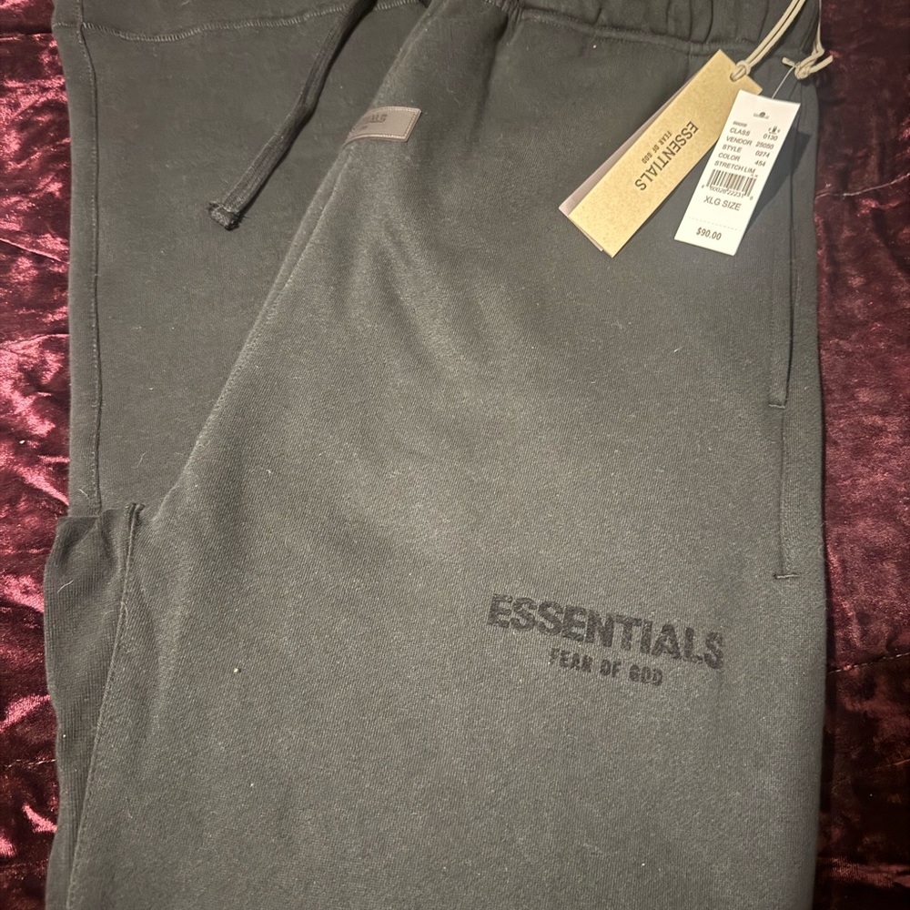 Fear of God ESSENTIALS Black Tonal Logo Sweatpants